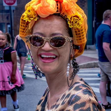 Women wearing rollers for annual Hon Fest in Baltimore, Maryland.