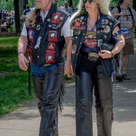 Couple dressed for Rolling Thunder in Washington, D.C.
