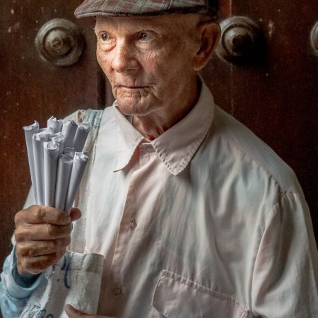 Elderly Cuban peddler in Havana, Cuba.
